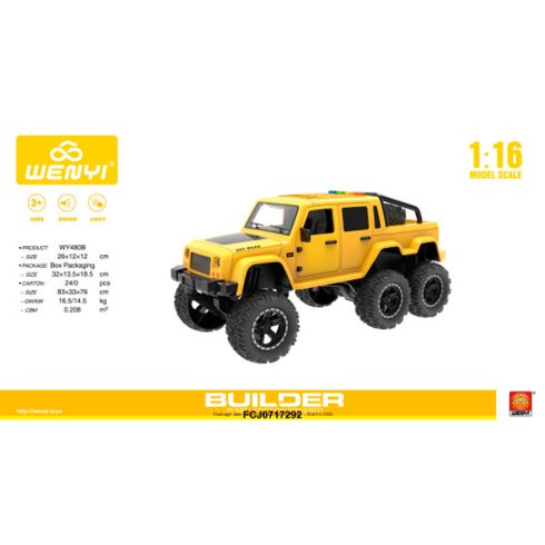 Wenyi 28Cm Nagy 1:16 Jeep 6 kerekű Lendkerekes Elemes Autó (fény/hang) Tologatós Játék