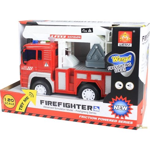 Firefighter Tűzoltó Autó Mozgatható Kar Fény Hang