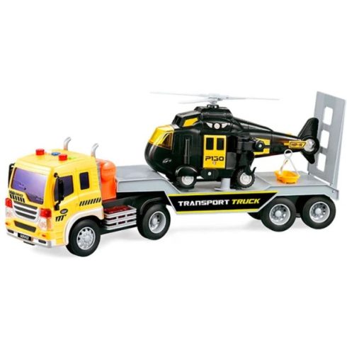 Újdonság WENYI Nagy Helikopter Szállító Kamion Lendkerekes meghajtás Hang és Fény Effektek Extrák Tologatós Játék Szett