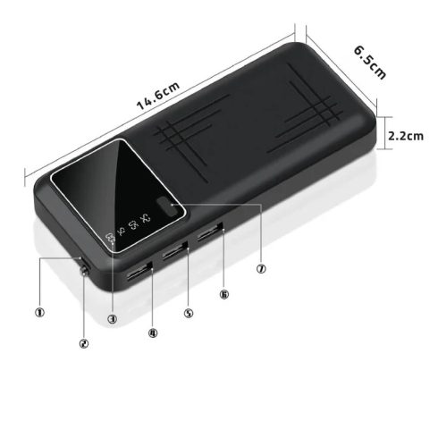 20000mAh-s külső akkumulátor digitális kijelzővel és beépített világítással (Y04)