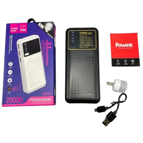 20000mAh-s külső akkumulátor digitális kijelzővel és beépített világítással (Y04)