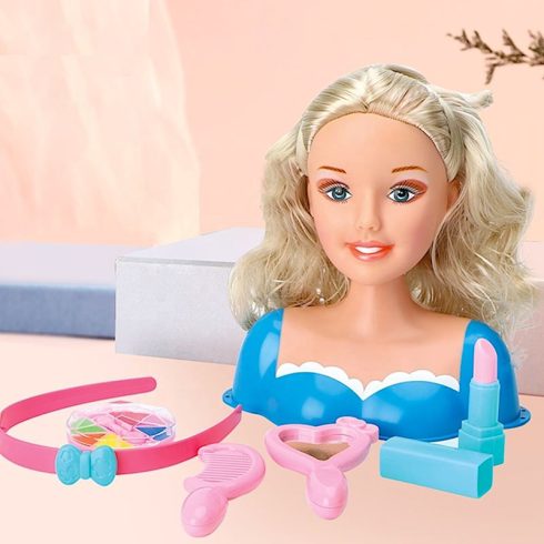 Nagy Gyönyörű Fésülős Barbi Babafej Sok Kiegészítővel Fésülhető és Sminkelhető Baba Fej