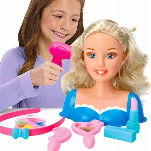 Nagy Gyönyörű Fésülős Barbi Babafej Sok Kiegészítővel Fésülhető és Sminkelhető Baba Fej