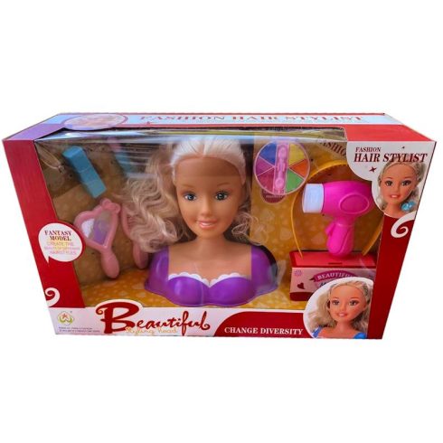 Nagy Gyönyörű Fésülős Barbi Babafej Sok Kiegészítővel Fésülhető és Sminkelhető Baba Fej