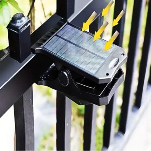 Solar LED Mozgásérzékelős Csipesz Napelem Lámpa – YX-667C, Napelemes és USB Type-C töltéssel, IP65