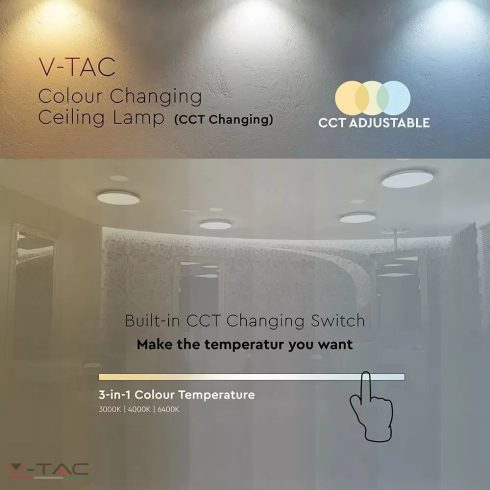 V-TAC 35 Cm LED Mennyezeti Lámpa Csillagokkal  24W, Bling Star Cover 3in1, Változtatható Szín Hideg - Természetes - Meleg Fehér