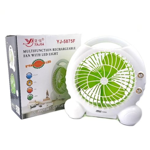 Hordozható TÖBBFUNKCIÓS Akkus Asztali ventilátor LED-es világítással 16 Cm átmérő 2 sebesség