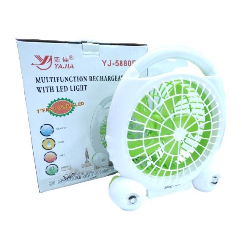 Hordozható TÖBBFUNKCIÓS Akkus Asztali ventilátor LED-es világítással 16 Cm átmérő 2 sebesség