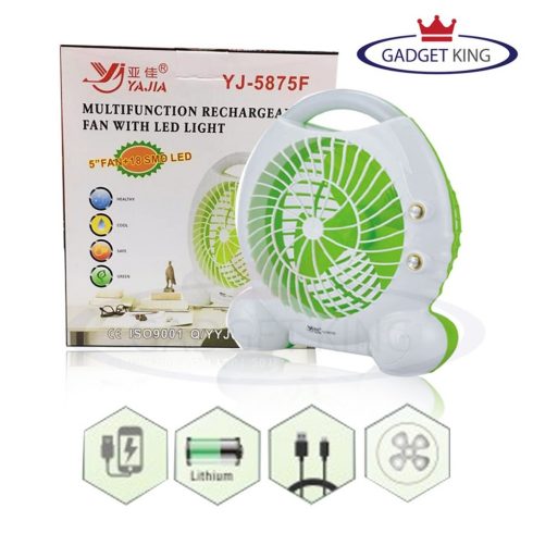 Hordozható TÖBBFUNKCIÓS Akkus Asztali ventilátor LED-es világítással 16 Cm átmérő 2 sebesség