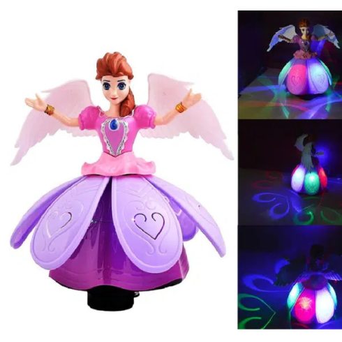 Anna – zenélő, táncoló, forgó mesebeli baba szárnyakkal, sziromszoknyával