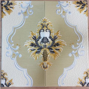   10 Darab Öntapadós 3D falmatrica Tapéta Barokk Arany Virágok tégla mintával Osztrák - Német Szalon Stílusban 70x 70 x 0,6 cm-es méretben