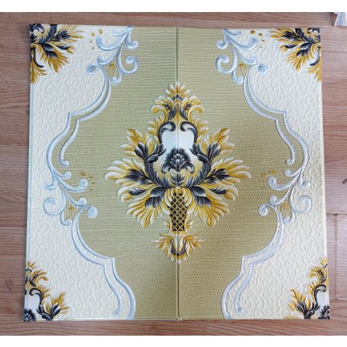 10 Darab Öntapadós 3D falmatrica Tapéta Barokk Arany Virágok tégla mintával Osztrák - Német Szalon Stílusban 70x 70 x 0,6 cm-es méretben