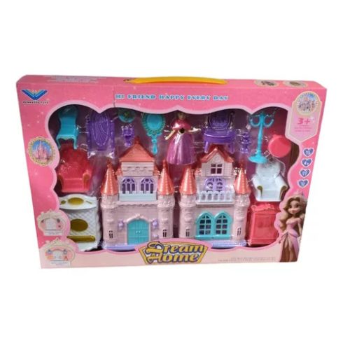 Castle Toy Princess Hercegnő Baba Kastéllyal Kiegészítőkkel Fények és hangok