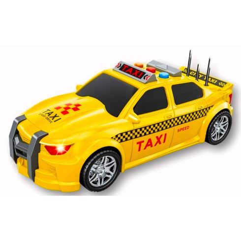 Ultimate Devil Race Taxi Vörös Fényszóróval 25 Cm Elektromos Játék Autó Hátrahúzós Mechanikával