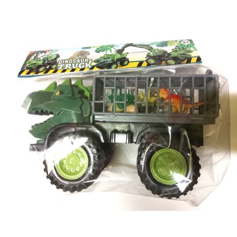Újdonság Tologatós Dínófejű Kamion Dínó Fej Teherautó Dinoszauruszokkal a Fedélzeten 30 cm