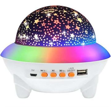   Akkus Csillag Projektor Bluetooth Hangszóróval Gyerekeknek Távirányítóval -Crystal Magic Ball Light (nem lézeres)
