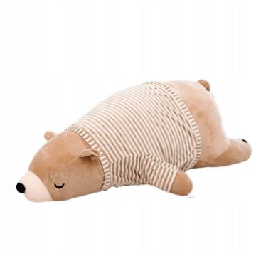   Gyerekjáték Kawaii Rajzfilm baba medve párna Szuper puha alvópárna Jegesmedve plüss baba Állat plüssjáték Kitömött alvó medve Micimackó BARNA 35 cm RUHÁVAL