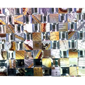   3D Öntapadós Ragasztható Felfedező Dizájn Mozaik Strassz Berakással- Fém Csempe - Mozaik Panel 30 X 30 Cm