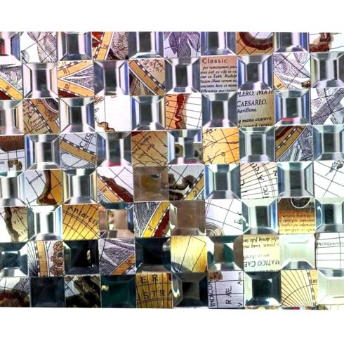 3D Öntapadós Ragasztható Felfedező Dizájn Mozaik Strassz Berakással- Fém Csempe - Mozaik Panel 30 X 30 Cm