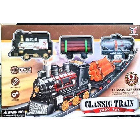 Vintage Classic Train Play Set akkumulátorral működtetve, sínnel