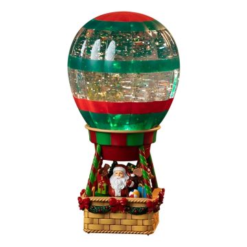   Karácsonyi Hőlégballon Mikulás Hógömb Nagy Méret 29 Cm