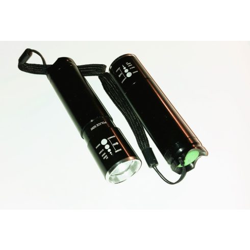 Klasszikus Home Police 01 LED-es Elemlámpa, fém, 1 LED-es Zseblámpa