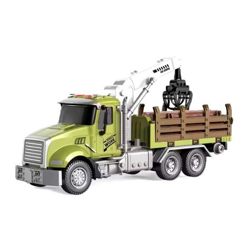 36 Cm Lendkerekes Ügyességi Fa Rakodó Teherautó Mozgatható Funkciókkal Élethű Hanggal