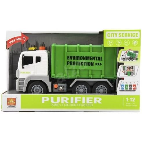 Lendkerekes Füstölős Kukásautó Kukás Autó Gumi kerekekkel