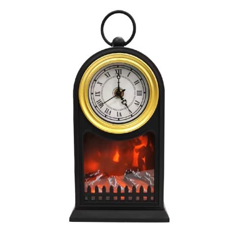 Kandalló Szimulációs Dekoráció Római betűs 26 Cm Órával Retro stílusú, fekete-arany