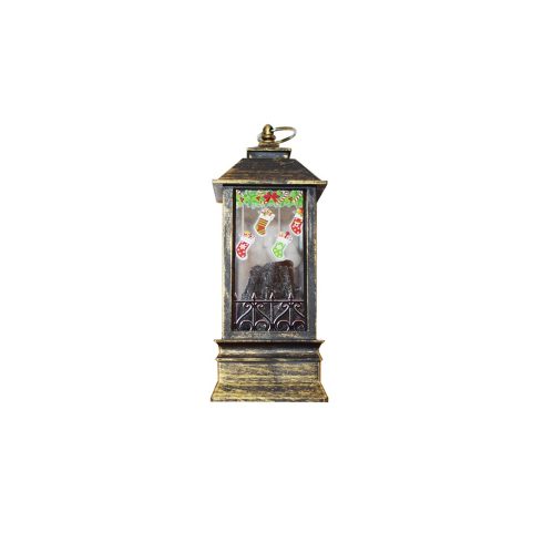 Karácsonyi, kandallót imitáló LED lámpás / 12 cm