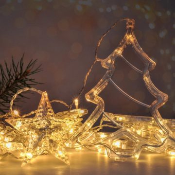   LED Karácsonyi kültéri függöny 138xLED/8 funkciós Karácsonyfa és Kiscsillag kombináció RGB Többszínű