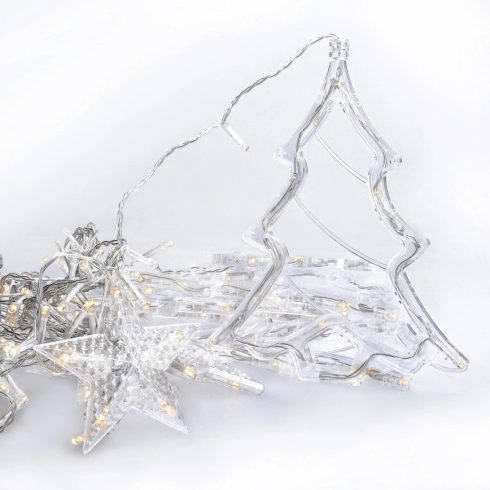 LED Karácsonyi kültéri függöny 138xLED/8 funkciós Karácsonyfa és Kiscsillag kombináció RGB Többszínű