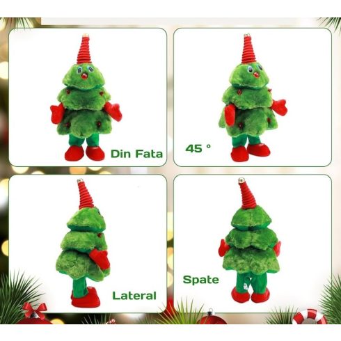 Táncoló Éneklő Plüss Karácsonyfa karácsonyra Karácsonyi Ajándék 40 Cm
