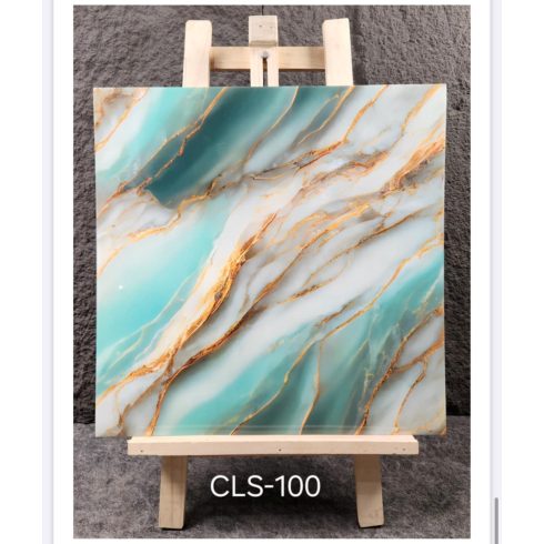 12 Db Királyi Márvány Dekor Lap Falpanel Falra 60 X 60 Cm Fényes Vízálló Felülettel Kék