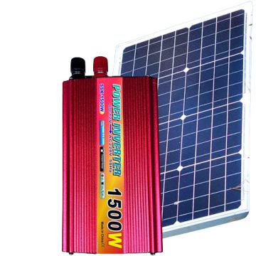   220V/12V Napelem Rendszer 150W Panel 1500W Inverter + Töltésvezérlő Solar Szett
