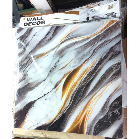 12 Db  Királyi Márvány Dekor Lap Falpanel Falra 60 X 60 Cm Fényes Vízálló Felülettel Fekete-Sárga 1