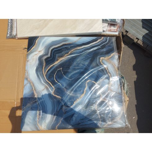12 Db  Királyi Márvány Dekor Lap Falpanel Falra 60 X 60 Cm Fényes Vízálló Felülettel Fekete-Sárga 1