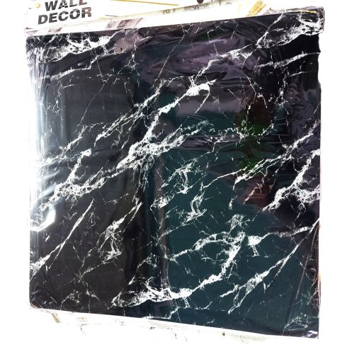 12 Db  Királyi Márvány Dekor Lap Falpanel Falra 60 X 60 Cm Fényes Vízálló Felülettel Fekete Gránit