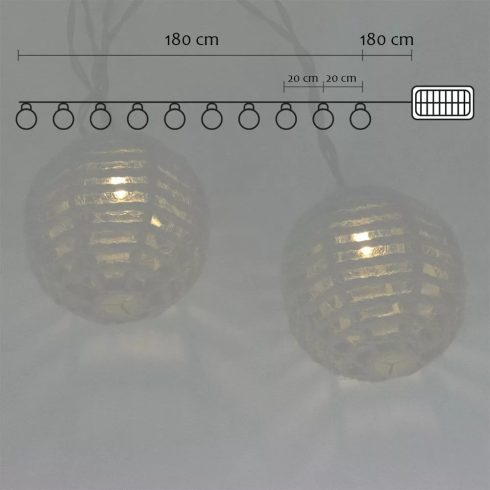 Újdonság 3,6 m Napelemes Dekoratív Vintage Hatású Fénygömbök Kültérre, 2200K - mele...