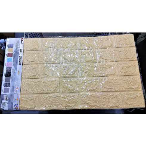 10 Darab Öntapadós 3d Tégla Hatású Dekor Falmatrica Tapéta Krém Krémszínű Színben 70x70x0,6 Cm