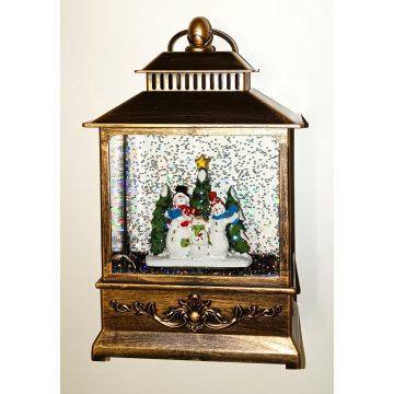   Beltéri LED Hóember  Csillám Lámpás Hógömb 21 CM  ZF-089 Csillám Keveréssel