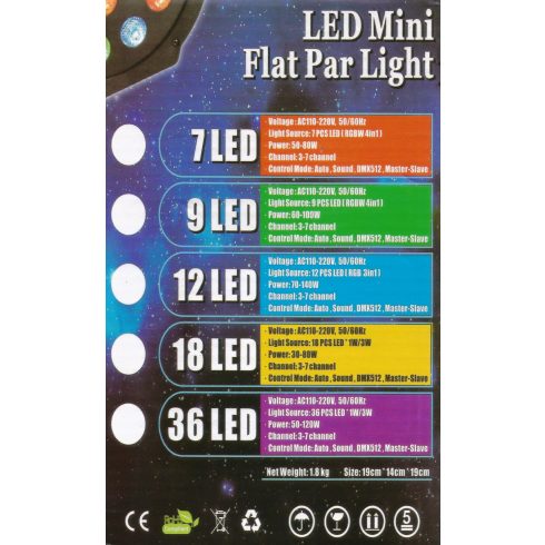 18 LED-es színes Projektor Reflektor Világítás