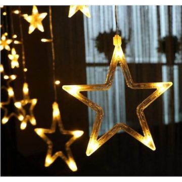   Karácsonyi LED fényfüggöny, LED csillagok, karácsonyi fények, füzér lámpa, Kiscsillag - Nagy Csillag 3m 120 Leddel Fényfüzér