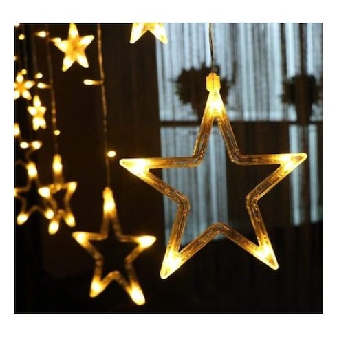 Karácsonyi LED fényfüggöny, LED csillagok, karácsonyi fények, füzér lámpa, Kiscsillag - Nagy Csillag 3m 120 Leddel Fényfüzér