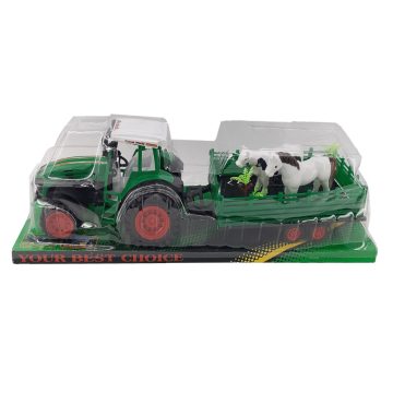   Óriás 50 Cm Traktor Játék Lovacskás és Szarvasmarhás Utánfutóval