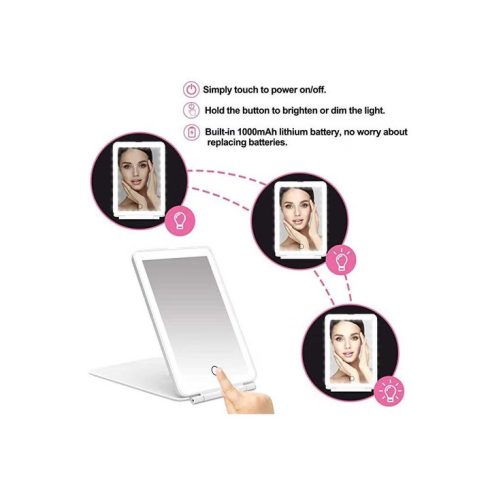 Kozmetikai Smink Táska Tükör WALALLA 49 LED 10x-es Nagyítás Fehér LiIon akku