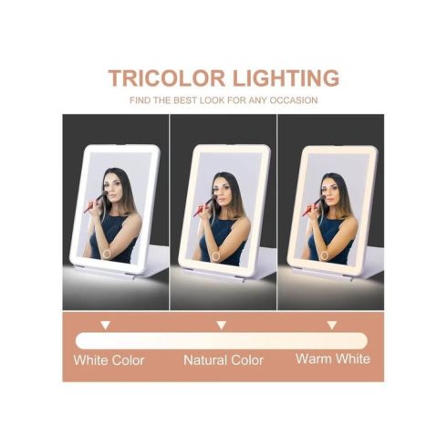 Kozmetikai Smink Táska Tükör WALALLA 49 LED 10x-es Nagyítás Fehér LiIon akku