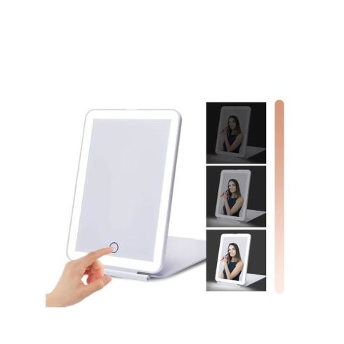 Kozmetikai Smink Táska Tükör WALALLA 49 LED 10x-es Nagyítás Fehér LiIon akku