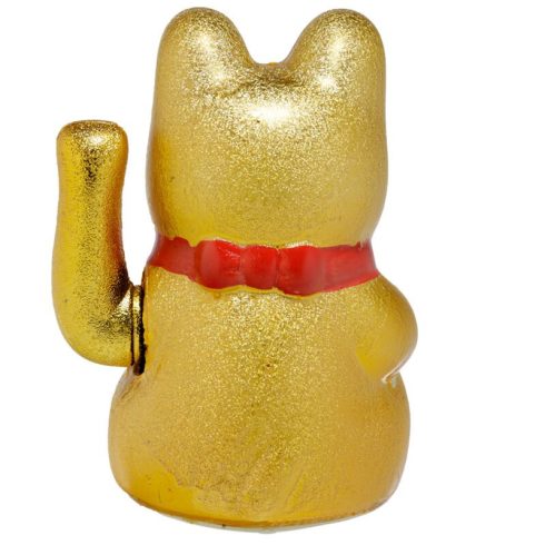 Maneki Neko Szerencsehozó Kerámia Macska, Integető Cica - 21cm