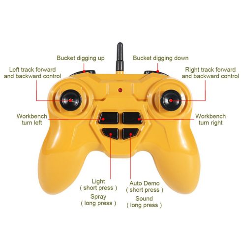 Távirányítós Kotrógép Játék, 1:20 méretarányú RC építőipari jármű Homokásó Markoló Projektorral és Lámpával, RC autó 6 év feletti gyerekeknek